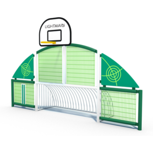 Mini Goal End with curved back fencing and reduced height basketball hoop